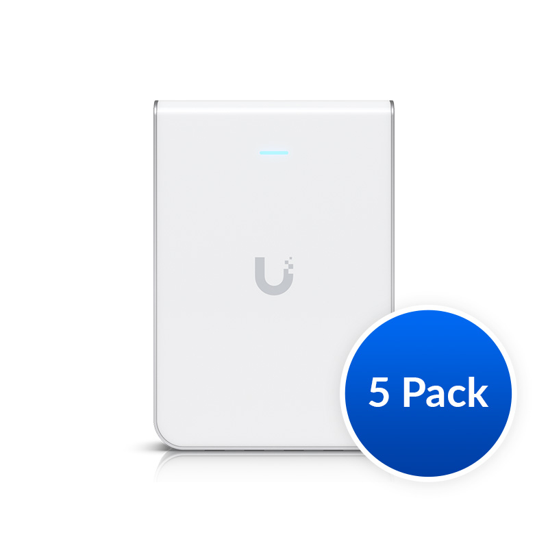 Ubiquiti UniFi U6-IW 5-Pack WiFi 6 In-Wall Access Point with Built-in 4-Port Gigabit PoE Switch, 115m² Coverage
