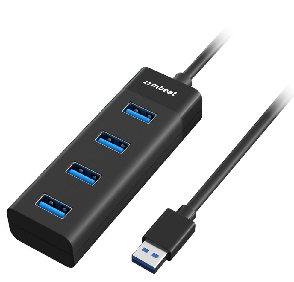 mbeat 4-Port USB 3.0 Hub - High-Speed 5Gbps Data Transfer, Compact & Lightweight USB Hub for Multiple Device Connectivity