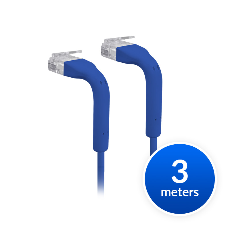 Ubiquiti UniFi Cat6 Patch Cable 3m Blue with Bendable RJ45 Boot - Ultra-Thin 3mm Diameter, Supports GbE & PoE+++, Indoor Ethernet Cable