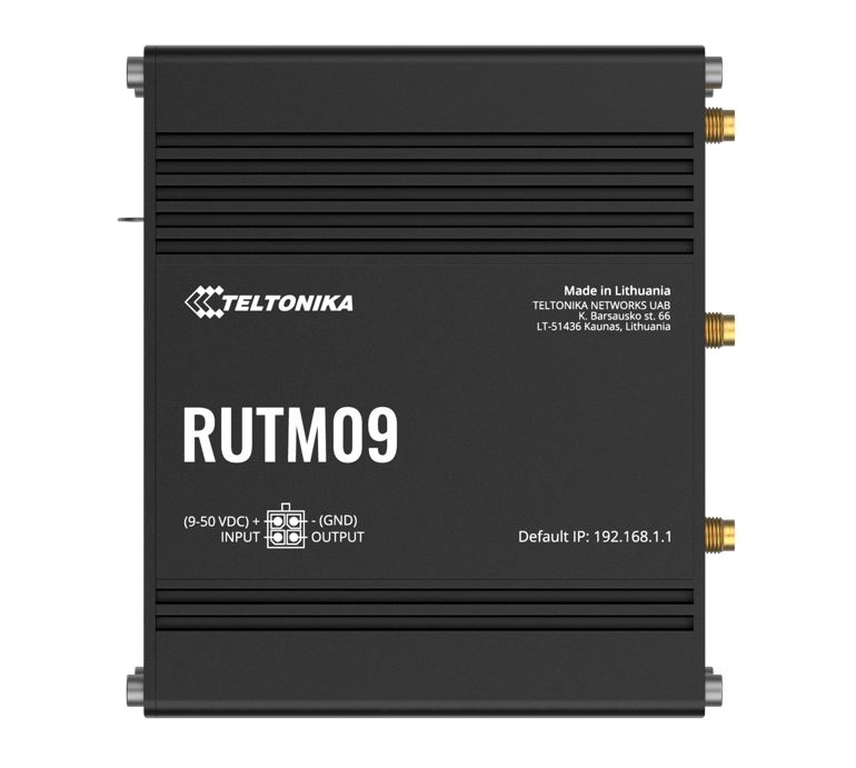 Teltonika RUTM09 4G LTE Cat 6 Dual SIM Industrial Router with 4 Gigabit RJ45 Ports, GNSS, and VPN Support