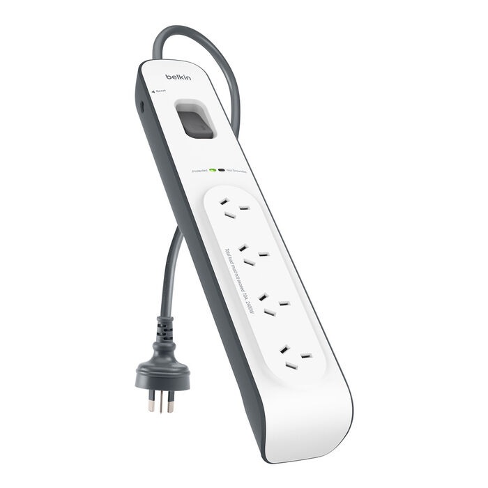Belkin SurgeMaster 4-Outlet Surge Protection Strip with 2M Power Cord, 525 Joules Protection & $20,000 Warranty