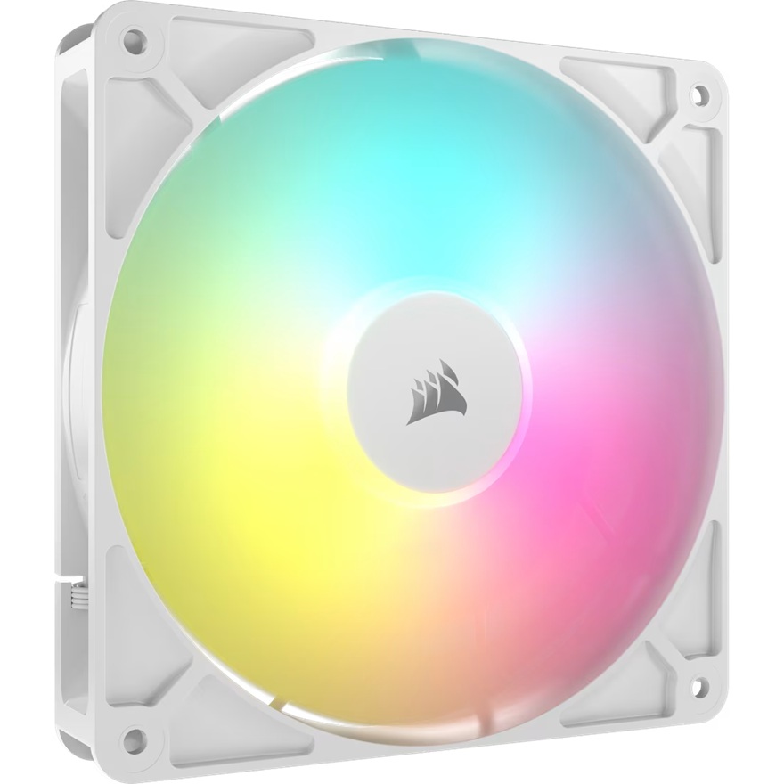 CORSAIR RS140 ARGB 140mm PWM Fan - High Airflow 95.5 CFM, Magnetic Dome Bearing, 1700 RPM, Static Pressure, RGB Lighting - Single White Fan