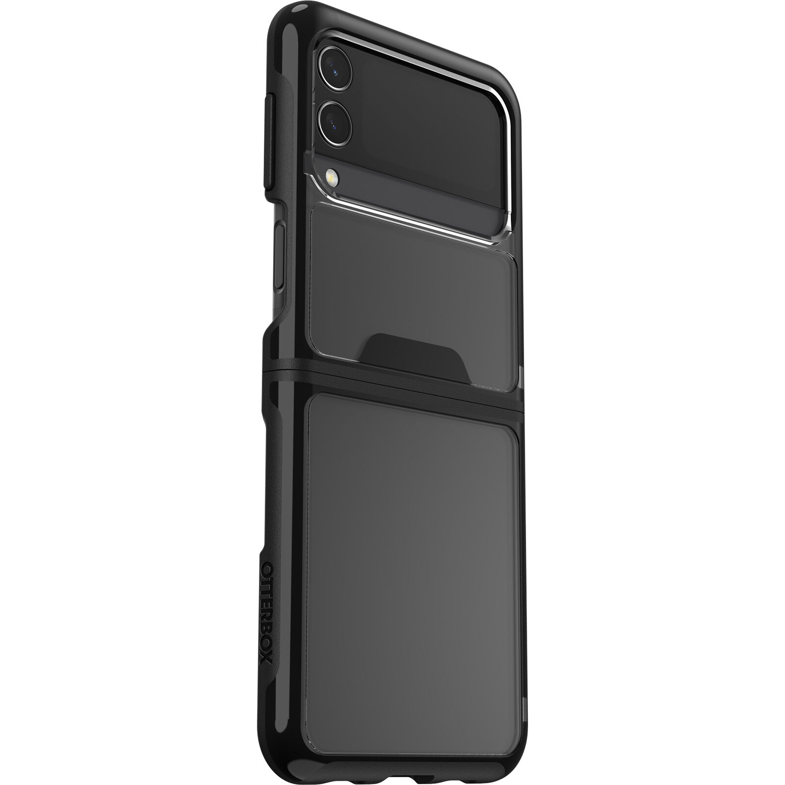 OtterBox Symmetry Flex Case for Samsung Galaxy Z Flip3 5G - Black Crystal Clear, Antimicrobial, DROP+ 2X Military Standard Protection