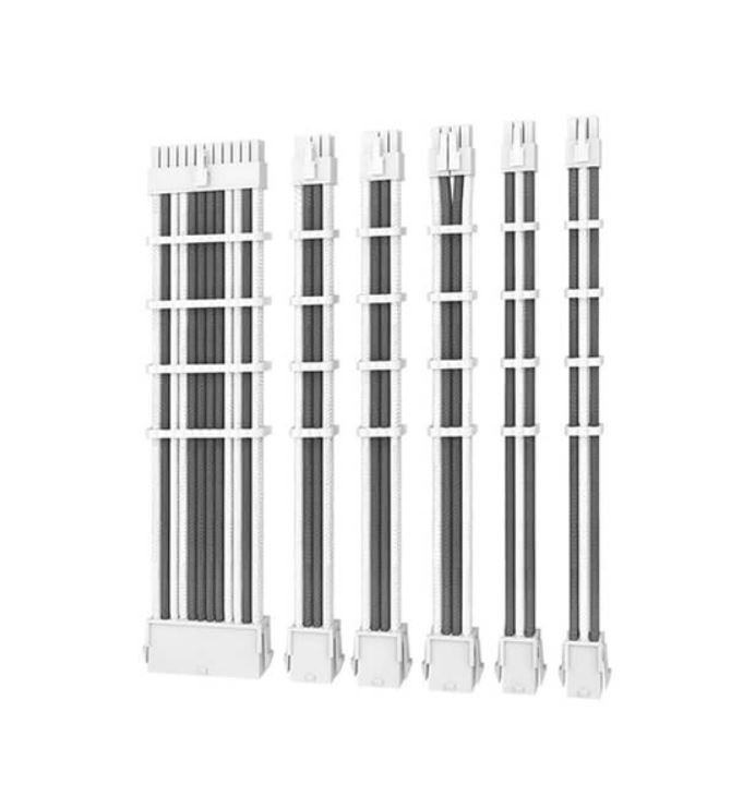 Antec CIP4 Premium Sleeved PSU Extension Cable Kit - White/Grey (6-Pack: 24-pin ATX, 4+4 EPS, 2×8-pin PCIe, 2×6-pin PCIe) 300mm 16 AWG