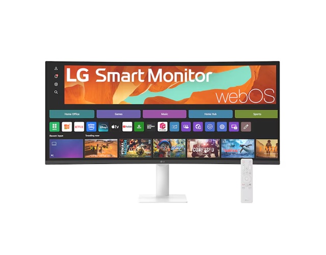 LG 34U601SA-W 34-Inch Curved WQHD Smart Monitor with 100Hz Refresh Rate, sRGB 99%, webOS, AirPlay 2 & Bluetooth